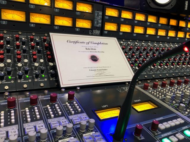 CSML Certificate of Completion on the Neve 5088 Console